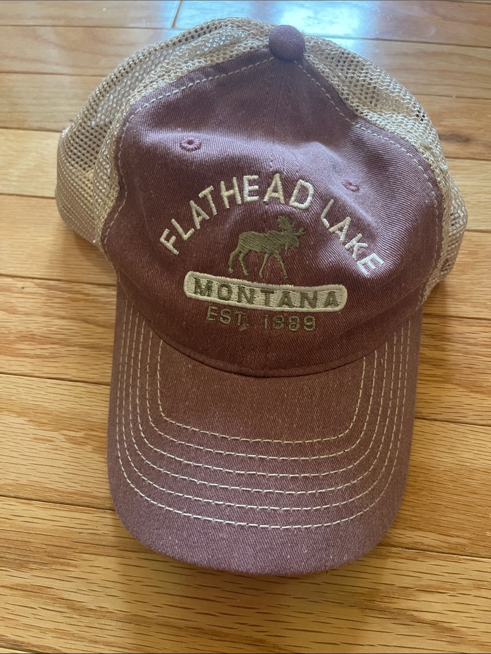Zephyr Brown and Tan Flathead Lake Montana Embroidered Trucker Cap
